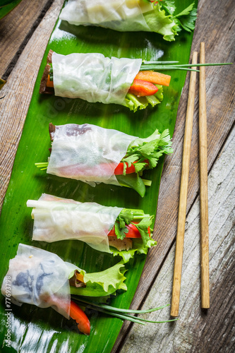 Fresh spring rolls wrapped ...