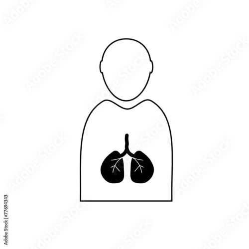 man with lungs icon black vector
