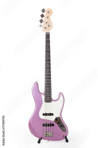 Pink bass guitar