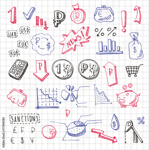 graphic drawn icons isolated on a white background
