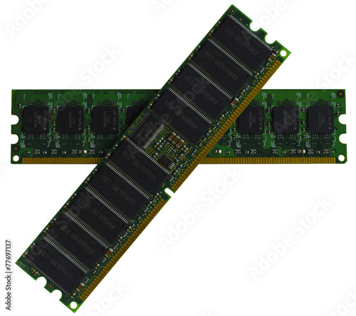 Some modules DDR RAM memory computer on white background