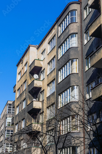 Facades of modernistic tenements in Katowice