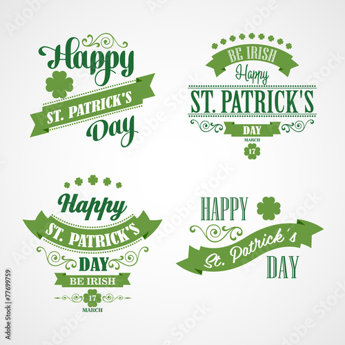 Happy Saint Patrick's Day Card. Typographic With Ornaments
