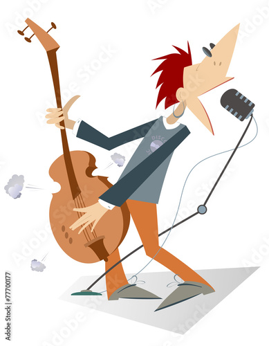 Guitarist is playing music with inspiration