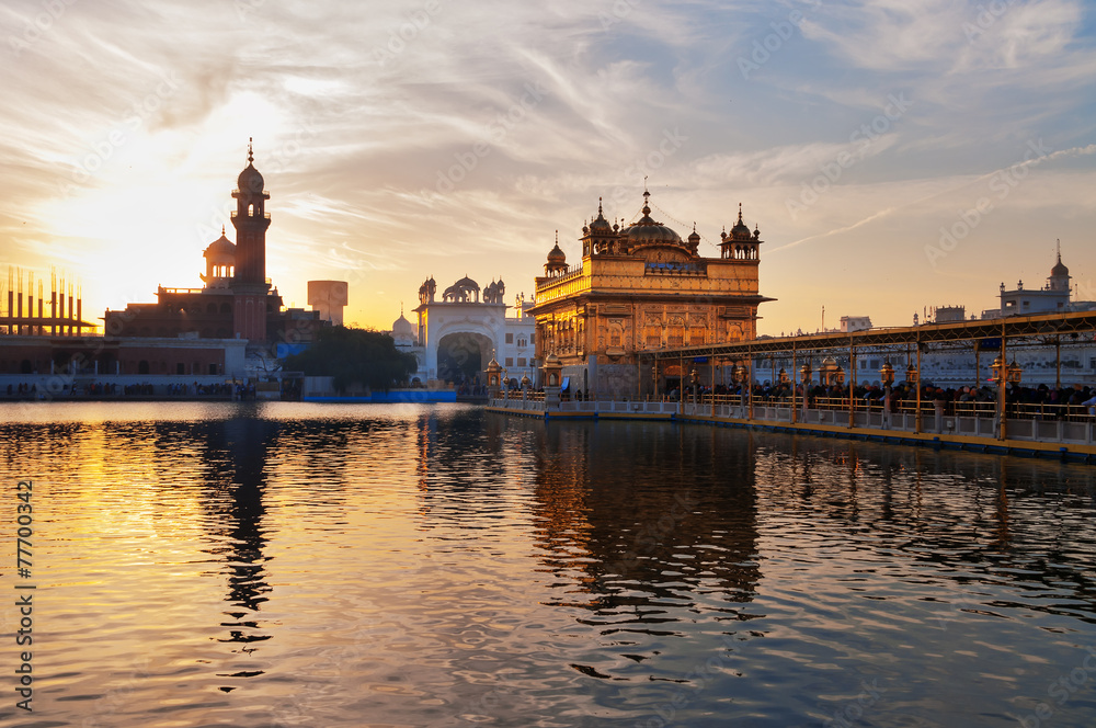 Golden Temple in the early morning .at sunrise Amritsar. India