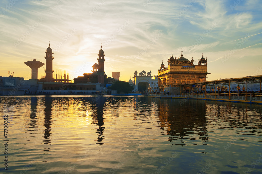 Golden Temple in the early morning .at sunrise Amritsar. India
