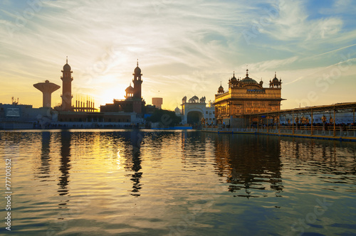 Golden Temple in the early morning .at sunrise Amritsar. India