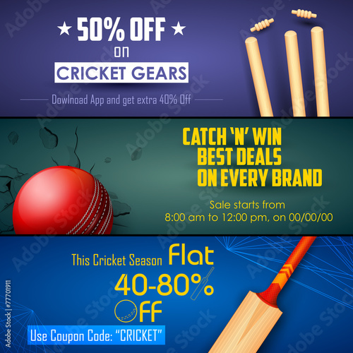 Sale and Promotion banner for Cricket season
