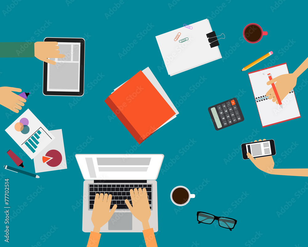 Team working at desk Team working at desk