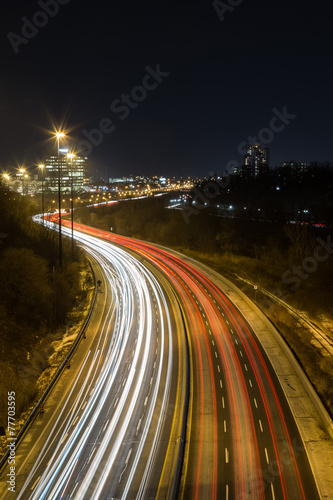 Canvas Print Light Trails on a Highway