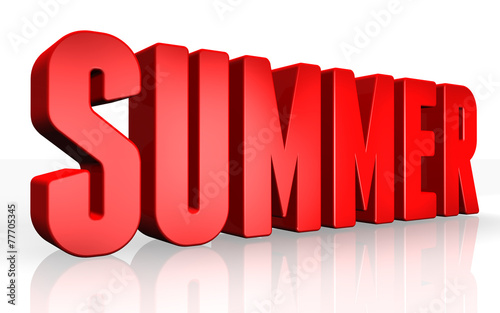 3D summer text on white background