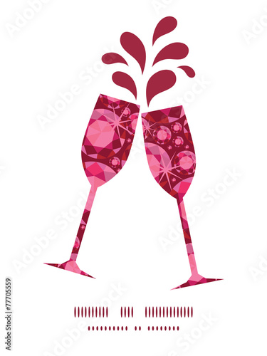 Vector ruby toasting wine glasses silhouettes pattern frame
