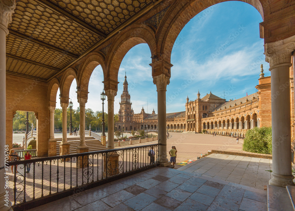 Seville - The portico of Plaza de Espana square