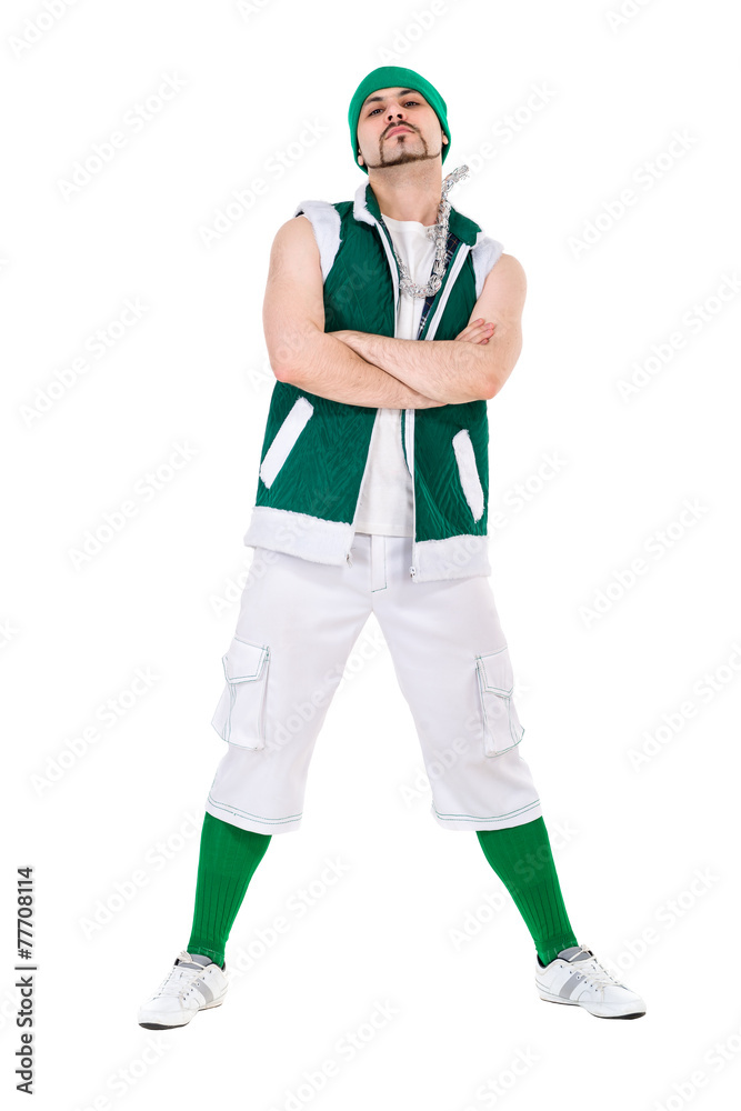 friendly man dressed like a funny gnome posing Isolated on white friendly man dressed like a funny gnome posing Isolated on white