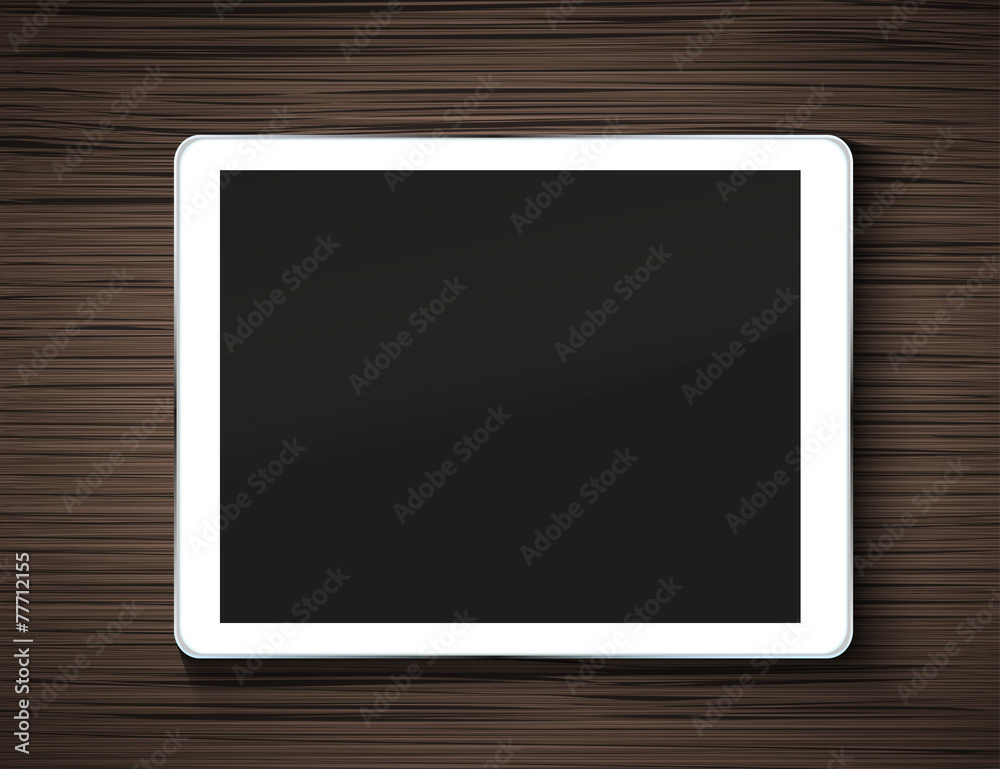 Vector modern computer tablet on wooden Vector modern computer tablet on wooden