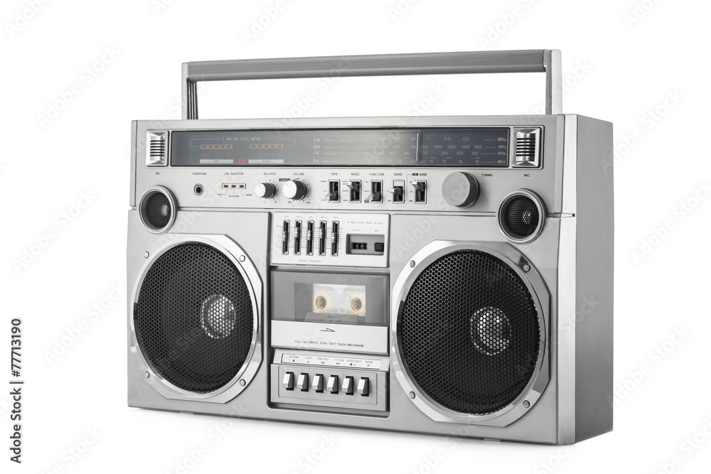 Retro ghetto blaster isolated on white with clipping path Retro ghetto blaster isolated on white with clipping path