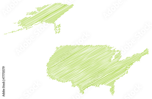 Landkarte *** scribbled U.S.A.