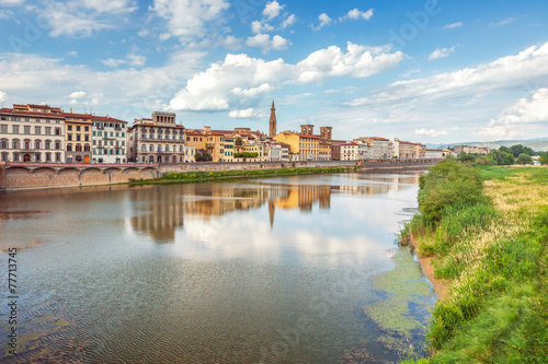 View of Ponte Vecchio with reflections in Arno River, Florence, © ValentinValkov