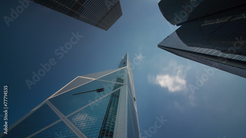 up view on bank building and cloudy sky 4k time lapse hong kong photo