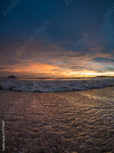 sand and beach with sunset