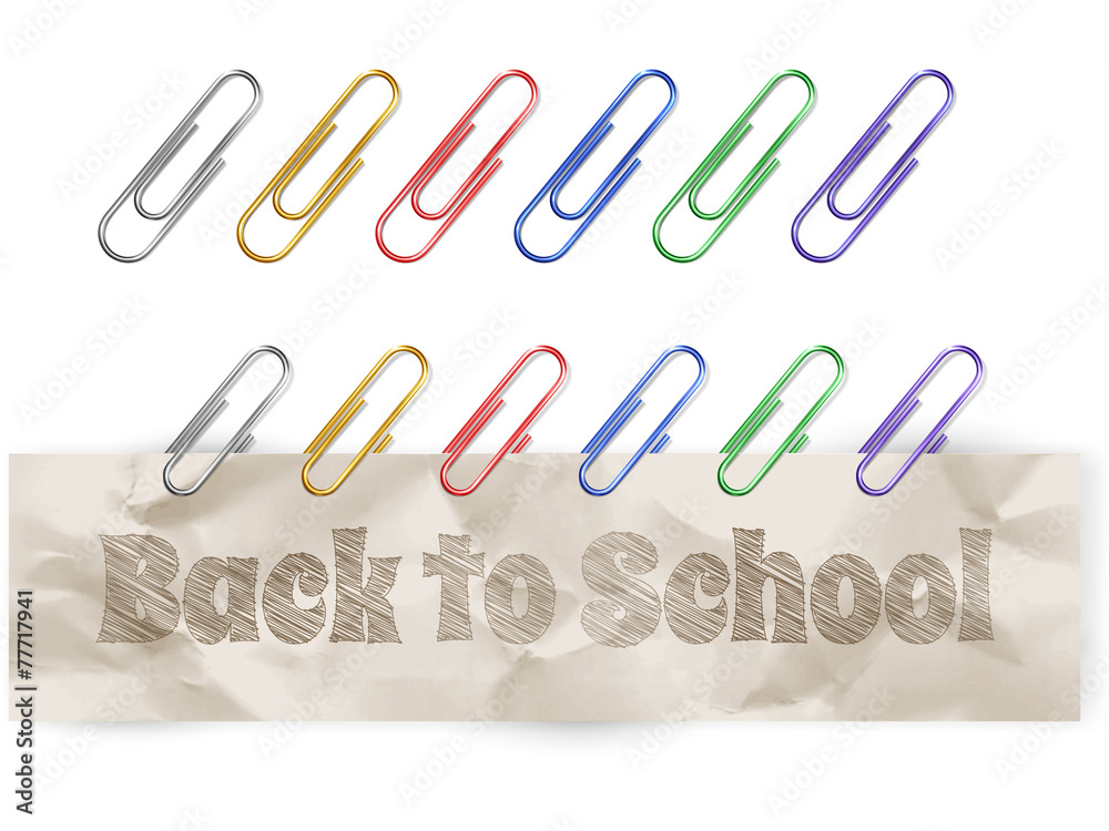 Set of colorful metallic paper clips, isolated on white Set of colorful metallic paper clips, isolated on white