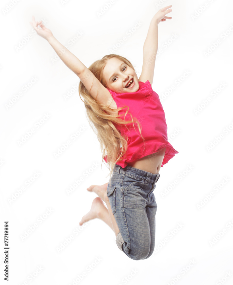 girl jumps on a white background girl jumps on a white background