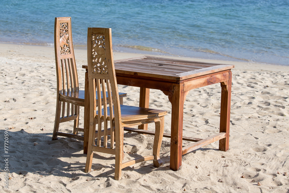 Table and chairs with a beautiful sea view , Thailand. Table and chairs with a beautiful sea view , Thailand.
