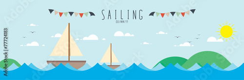 Sailing on the sea.