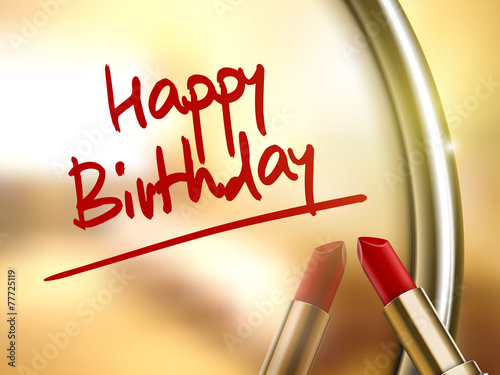 happy birthday words written by red lipstick