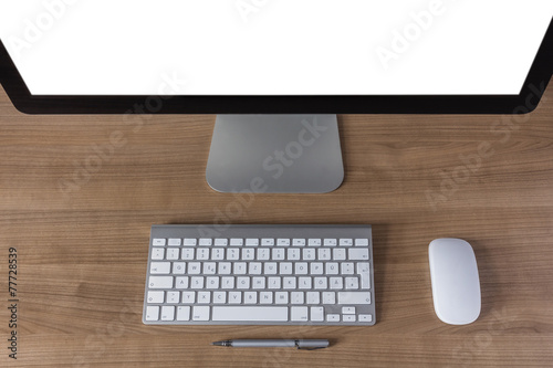 modern computer screen with keyboard and mouse