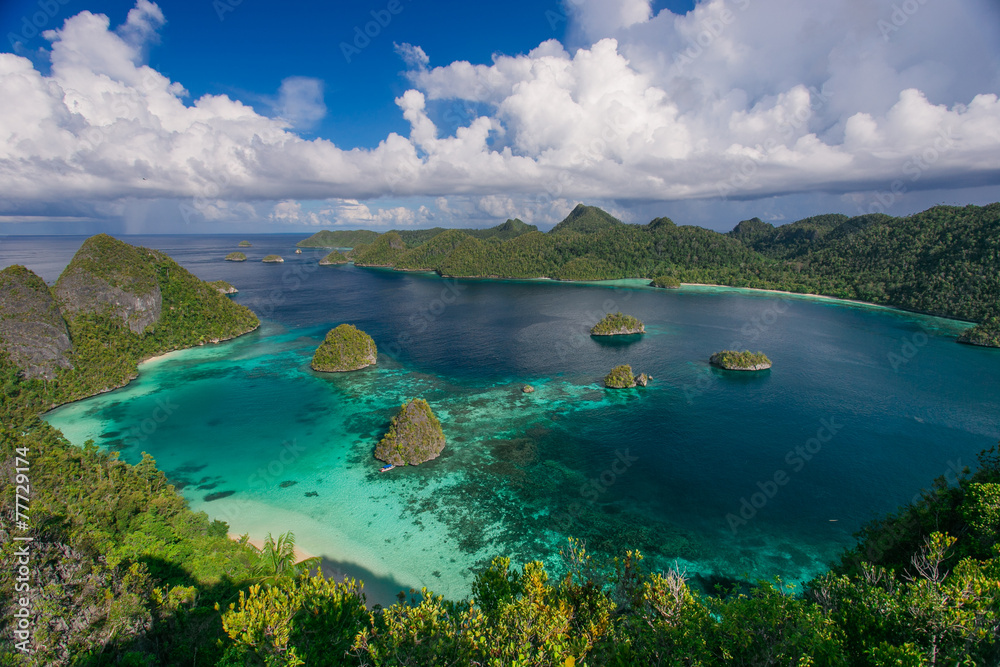 The archipelago of paradise islands in the ocean