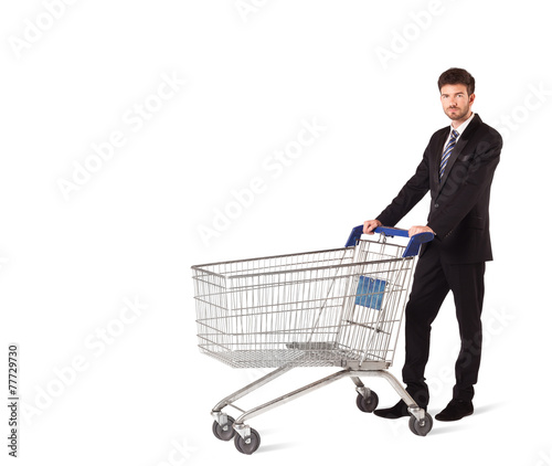 Businessman with shopping cart