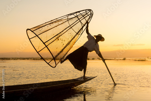 Fotografering Birmania fishermen
