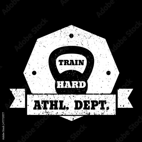 Athletic dept. t-shirt grunge design with kettlebell on black