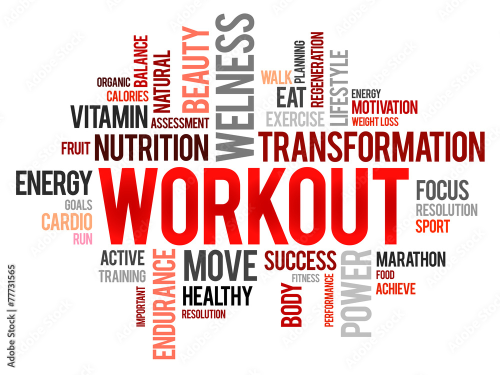 WORKOUT word cloud, fitness, health concept WORKOUT word cloud, fitness, health concept