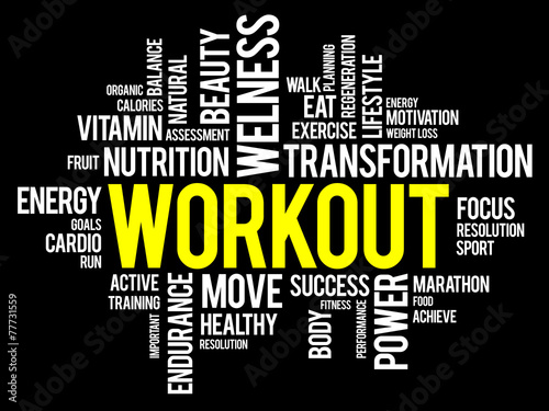 WORKOUT word cloud, fitness, health concept #77731559