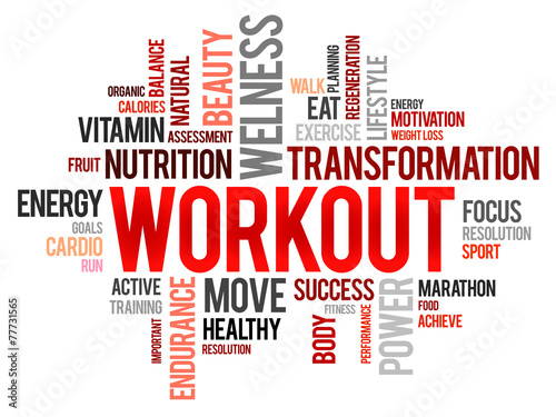 WORKOUT word cloud, fitness, health concept