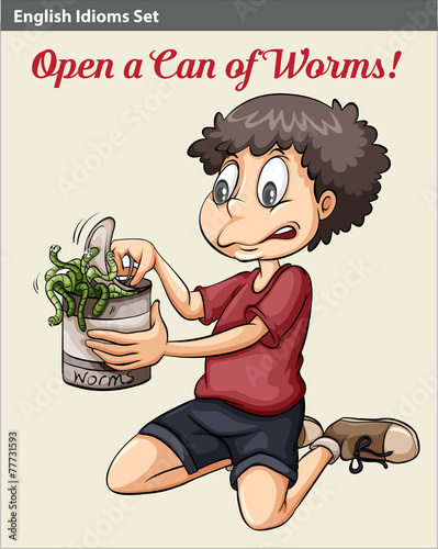 A boy opening a can of worms