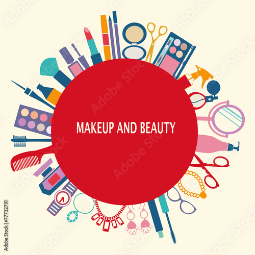 set of makeup and beauty elements  pattern-illustration