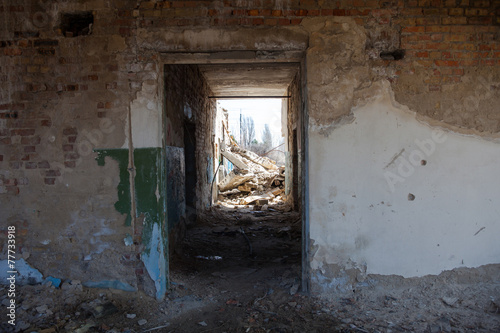 Ruins of the brick building