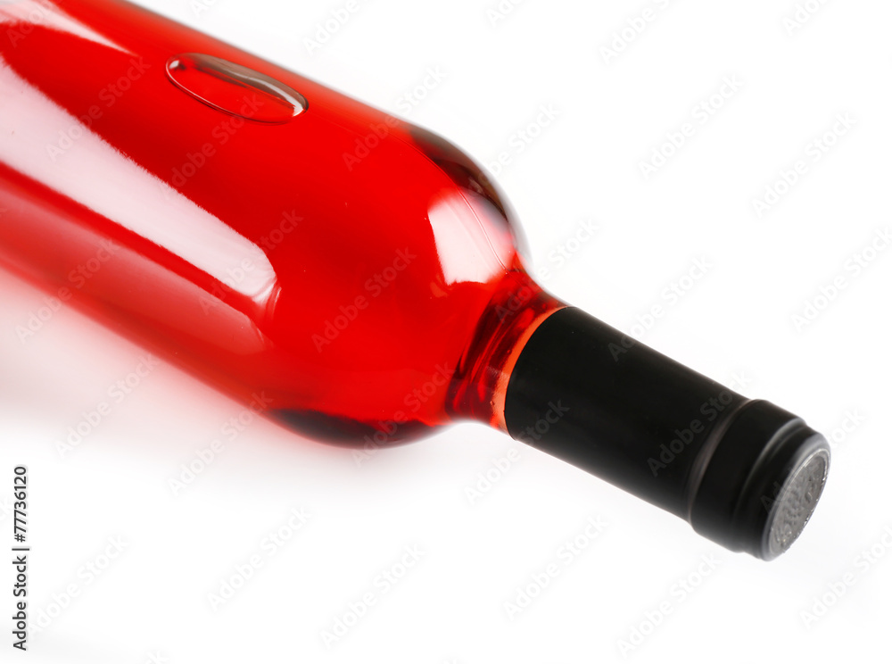 Lying red wine bottle, isolated on white Lying red wine bottle, isolated on white
