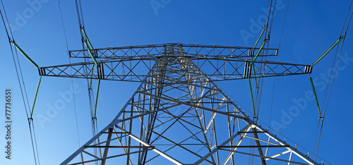 Tower of an overhead power line in winter