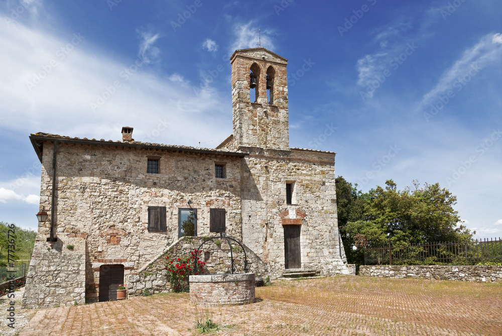 The old village church in Tuscany, Italy