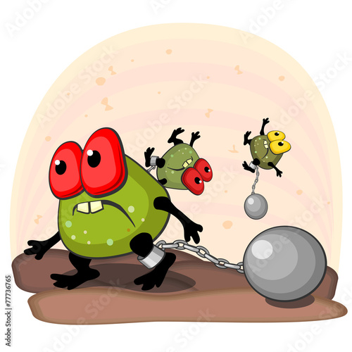 Germ with cannonball on leg