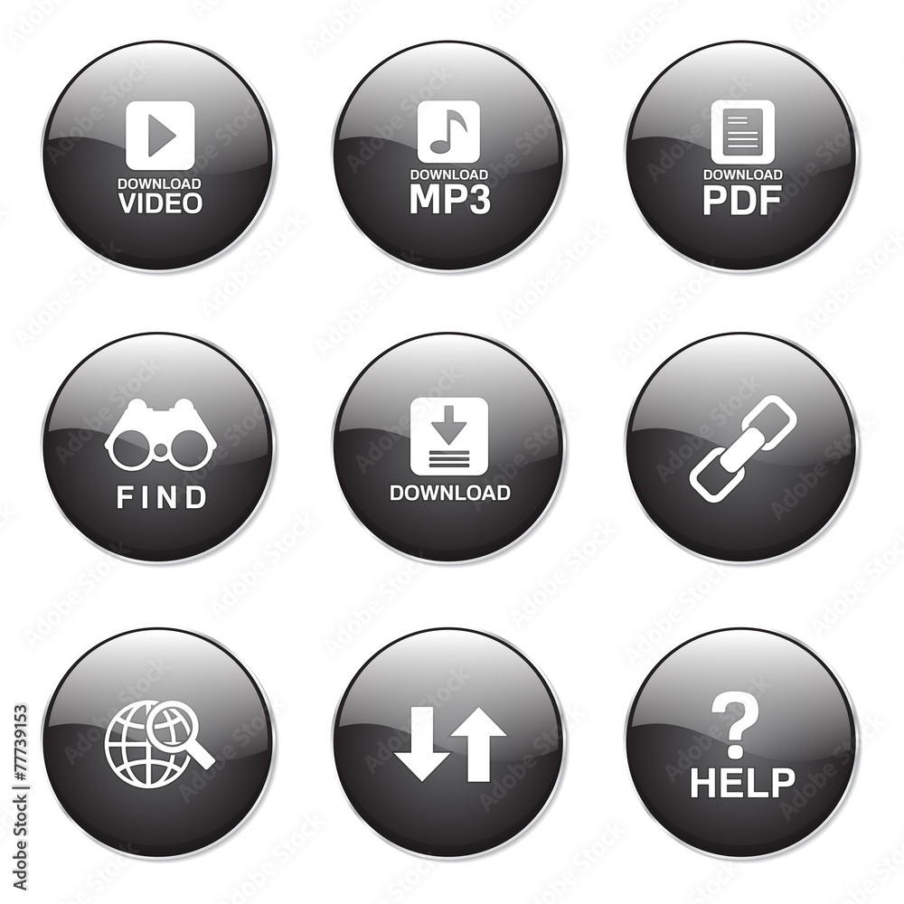 Multimedia Web Internet Black Vector Button Icon Design Set Multimedia Web Internet Black Vector Button Icon Design Set