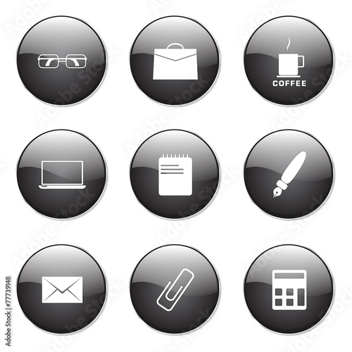 Office Work Black Vector Button Icon Design Set