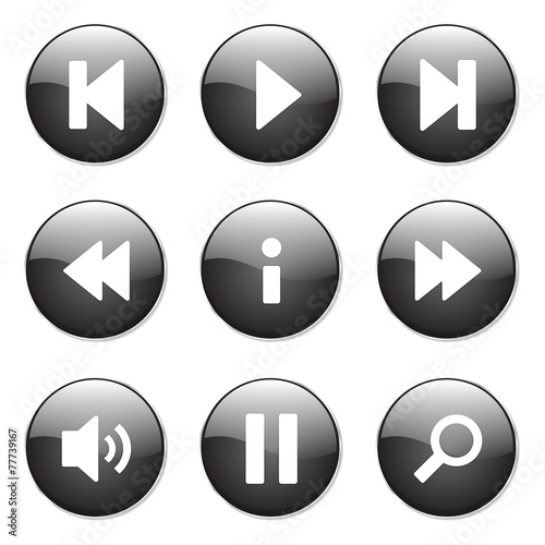 Free Download Multimedia Controller Black Vector Button Icon Design Set - GFXLoad