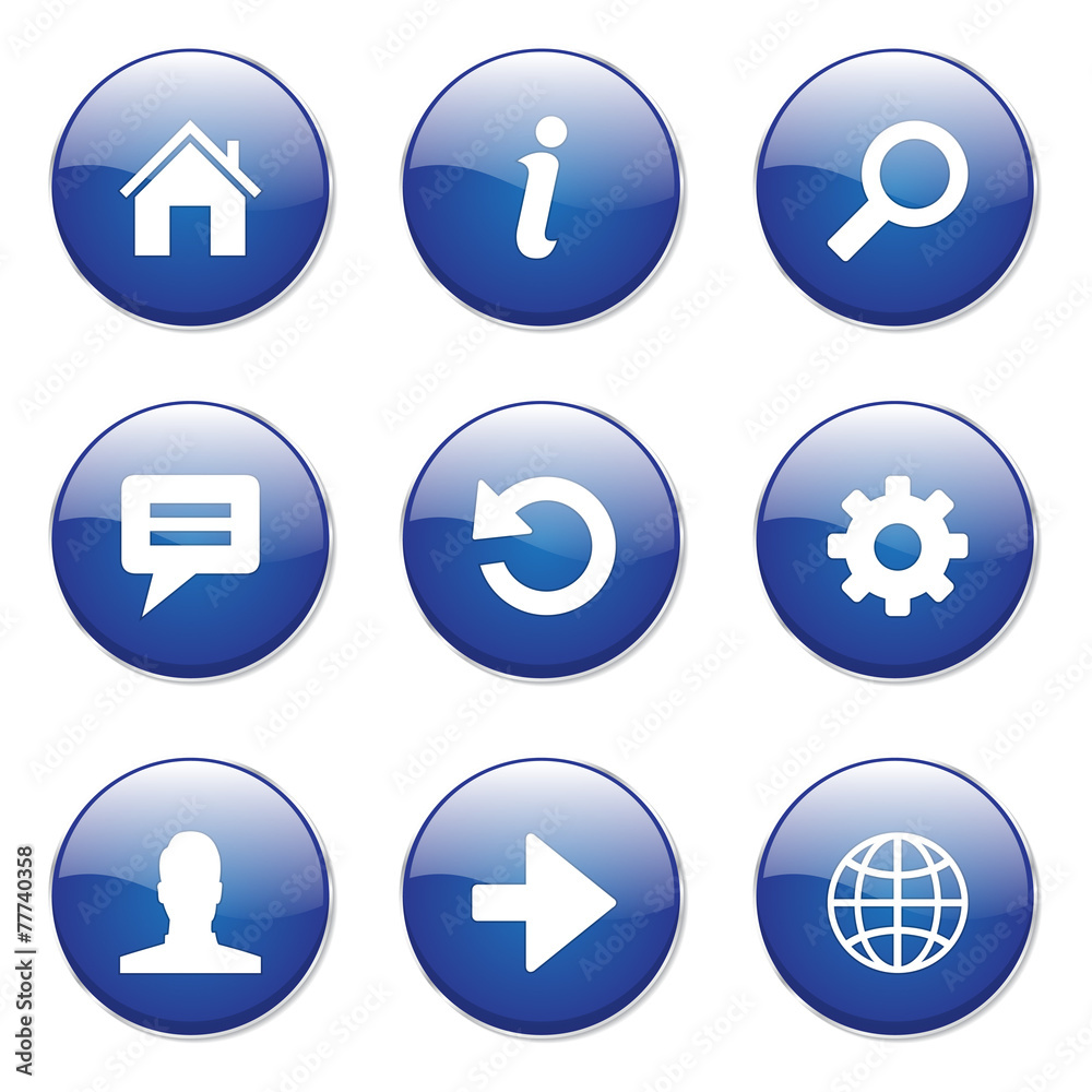 Web Internet Blue Vector Button Icon Design Set Web Internet Blue Vector Button Icon Design Set