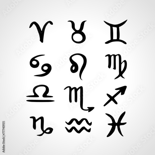 Hand drawn vector zodiac signs, horoscope symbols