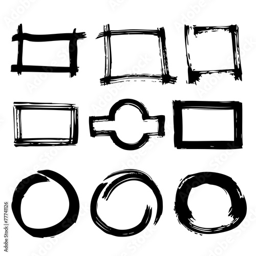 Set of grunge black and hand drawn frames